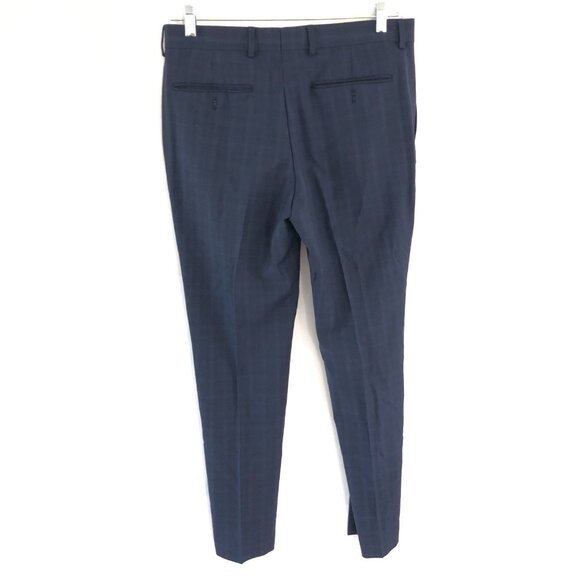 Original Penguin Men Navy Blue Plaid Pants Size 33W - 32L Party Office Wool - Picture 3 of 8